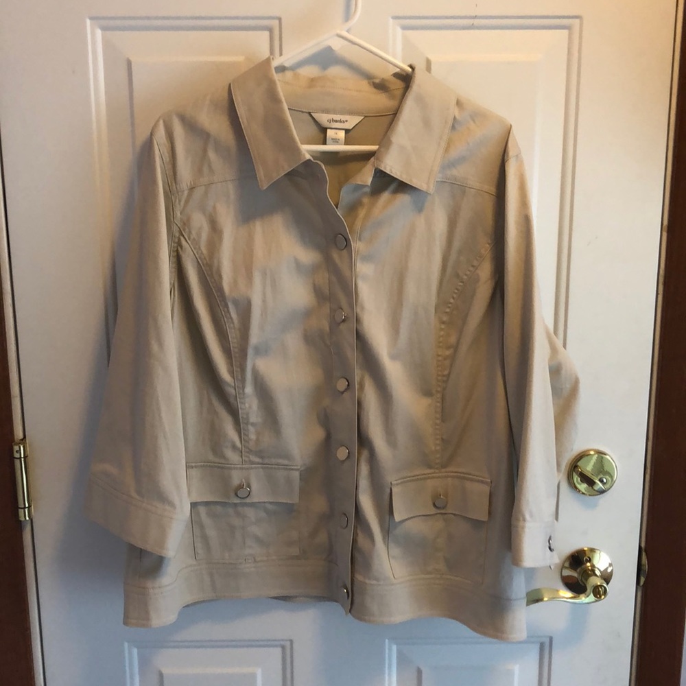 CJ Banks tan Jacket w 3/4 length sleeves.